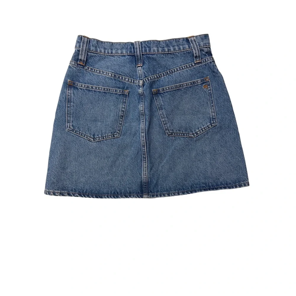 Madewell Denim Button Front‎ A Line Mini Skirt Medium Wash Womens Size 28